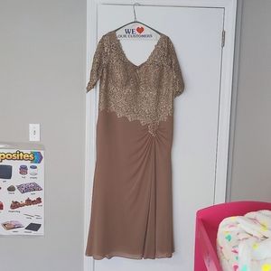 Beige/light brown lace jewled dress